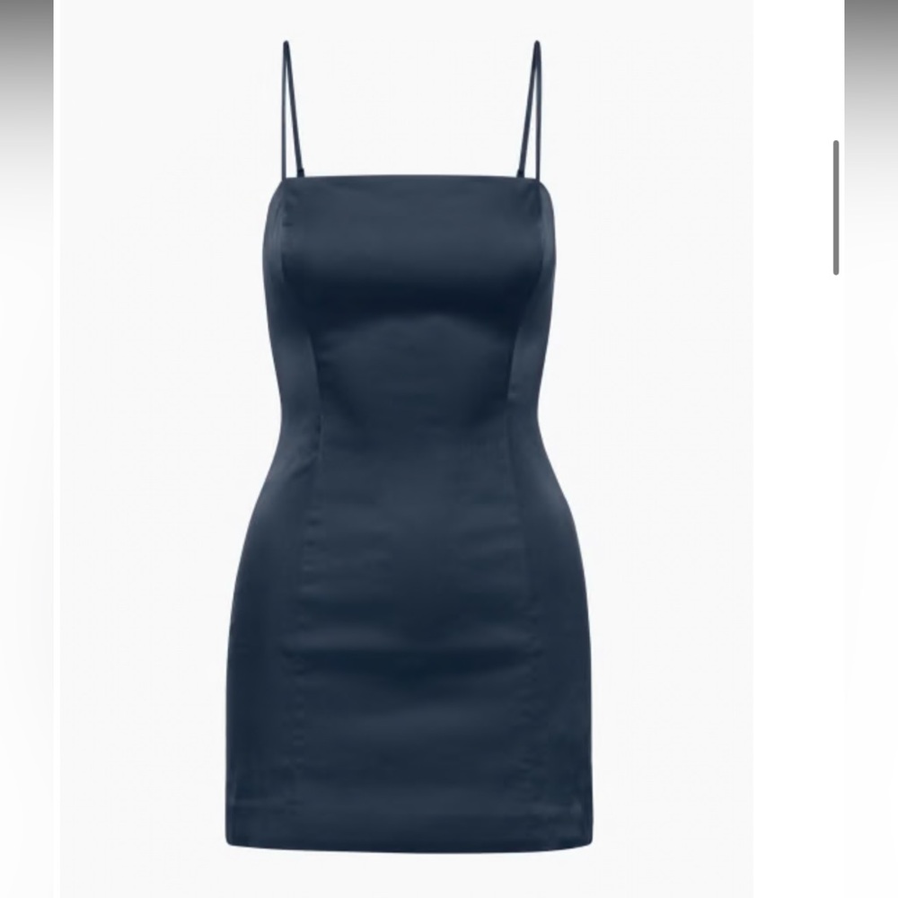 NWT Aritzia Sunday Best Satin Shimmer Dress Admiral Navy